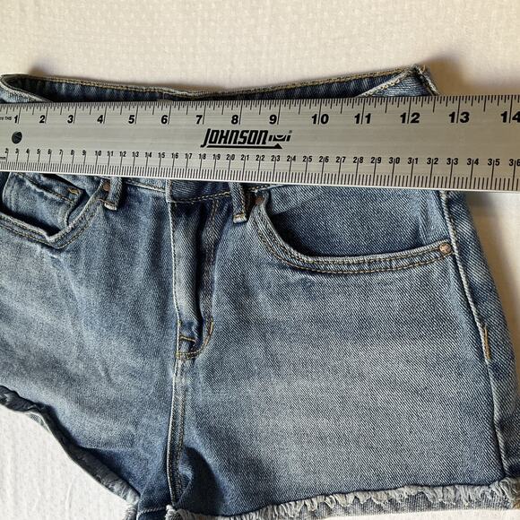 Pacsun Women Shorts 23 Blue Denim High Rise Short Shorts Frayed Hem - Picture 4 of 10